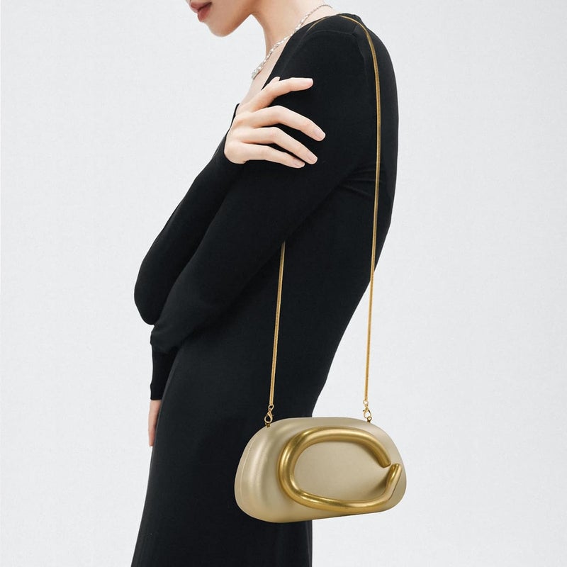 NEWROGENG Clutch Purses for Women Formal, PU Leather/Marble Acrylic Evening Bags with Chain, Trendy Metal Handle Purses 2025 - Image 4